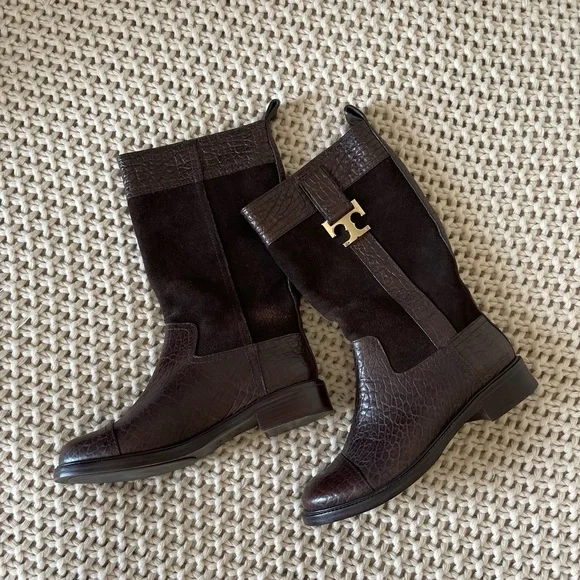 Tory Burch Brown 'corey' Leather Suede Boots - Picture 5 of 15